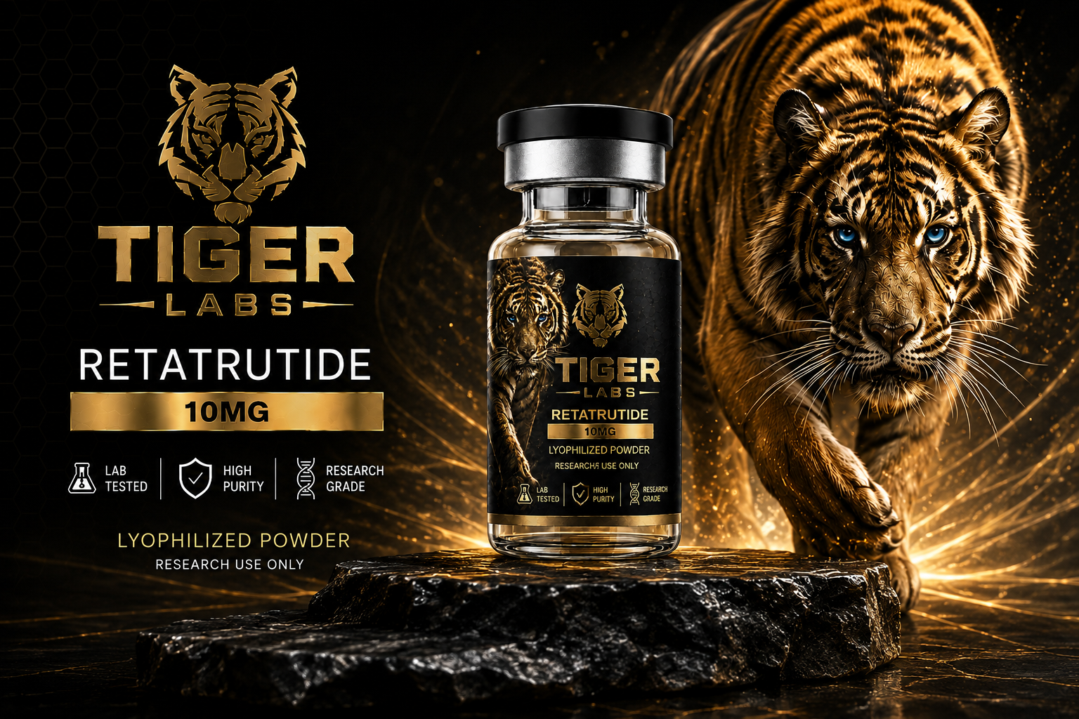 Tiger Labs Australia — 99%+ purity research peptides, HPLC-MS verified, same-day dispatch Australia-wide